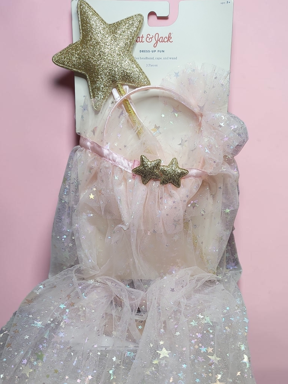 Cat & Jack Pink and Gold Star Fairy Dress-Up Set